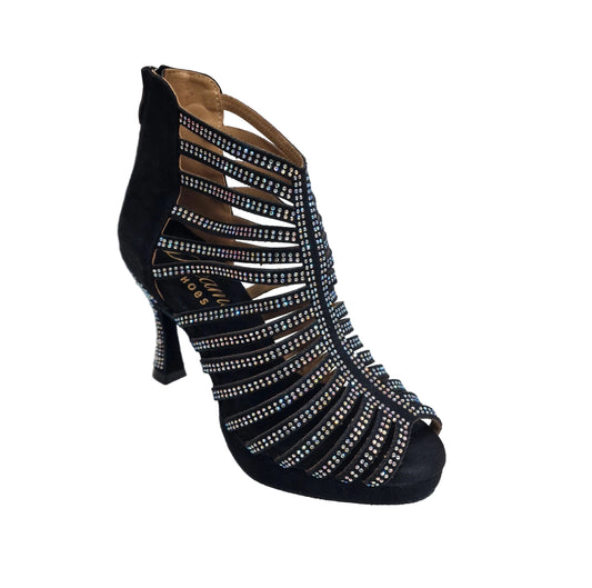Sandalo a tronchetto donna KARINA Dreams in simil camoscio con strass, plateau flessibile e tacco a rocchetto, stile elegante e comodo