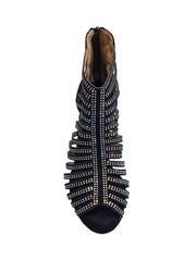 Carica immagine nella Galleria, KARINA Dreams (LP7/R1006) - Sandalo a Tronchetto con Plateau Da Donna in Morbido Simil Camoscio  Con Strass Boreali con Plateau Flex e Tacco a Rocchetto