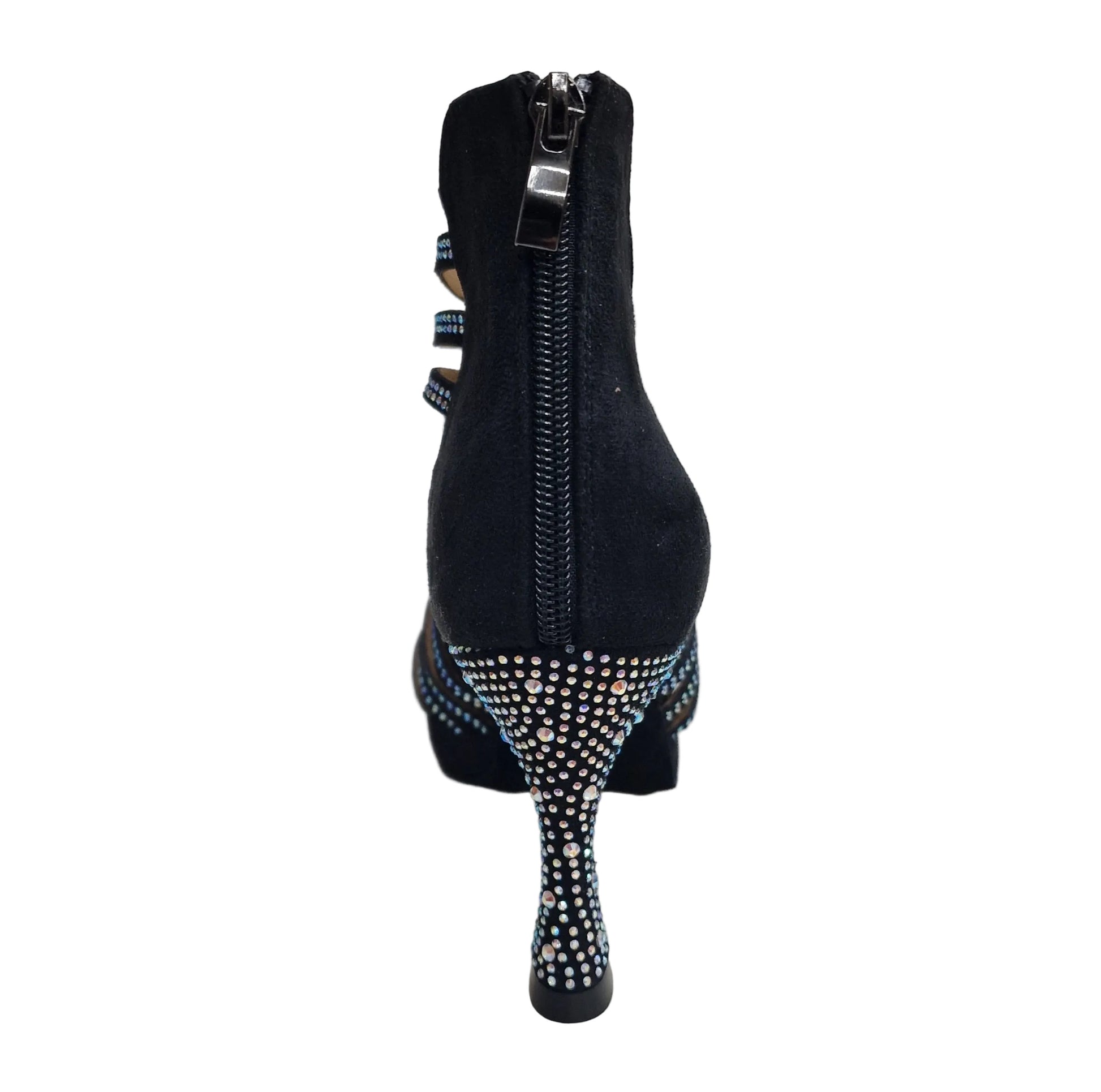 Sandalo a tronchetto donna KARINA Dreams in simil camoscio con strass boreali, plateau flessibile e tacco a rocchetto.