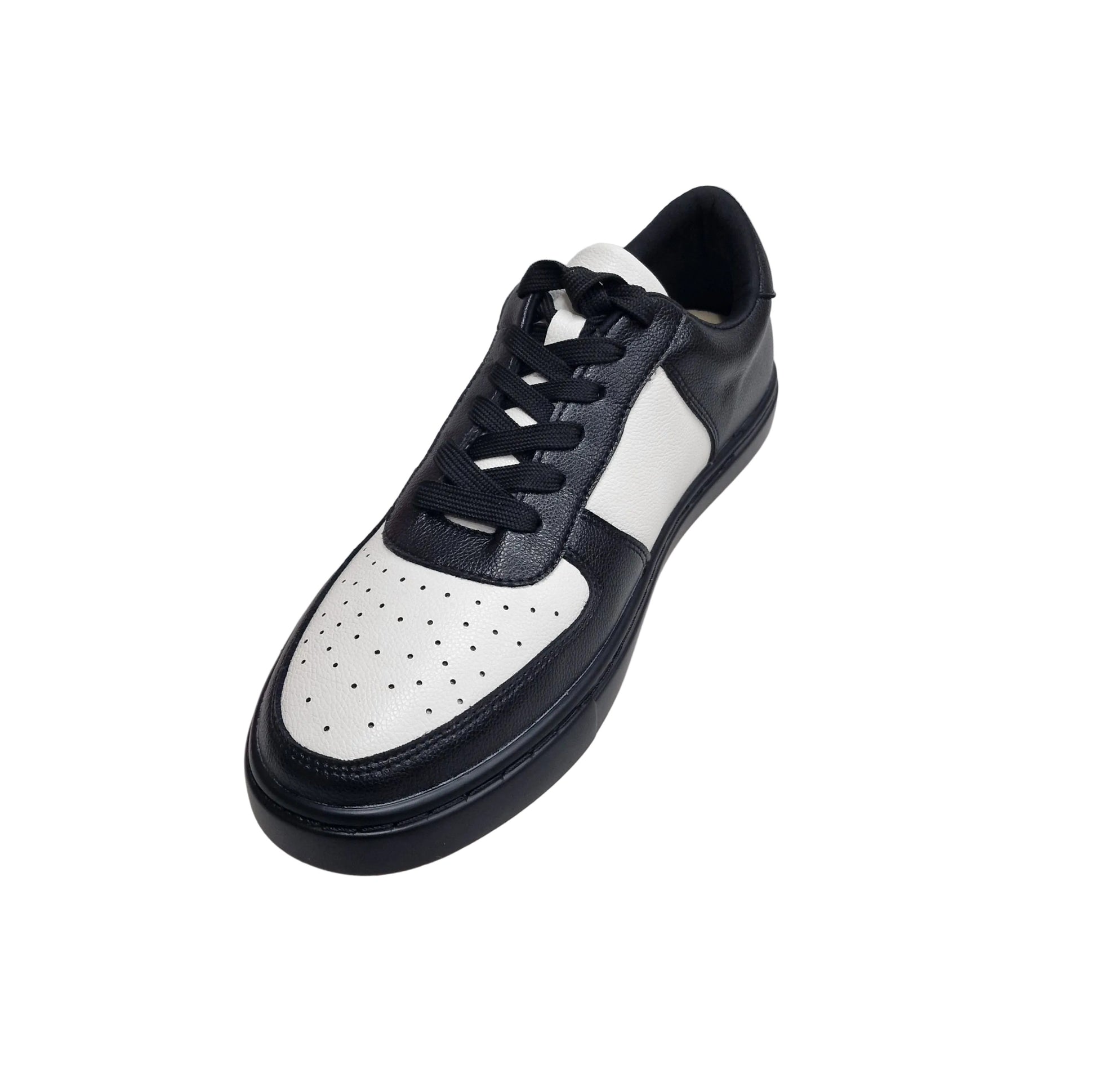 Sneaker Wish Dance Shop REY in ecopelle bianca e nera con suola in gomma e resina, dettagli con cerchi bianchi e design moderno