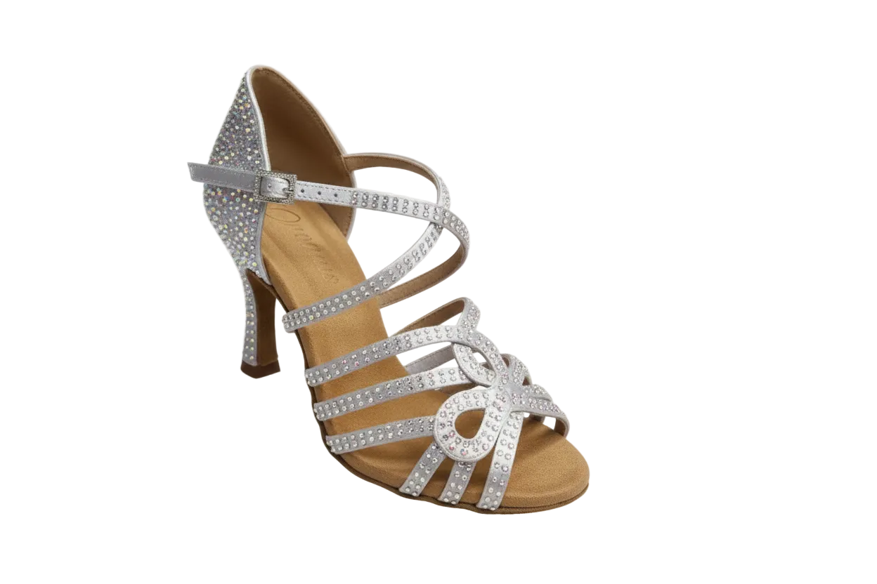 Scarpa da ballo donna NORA Dreams Gold Wish Dance Shop con raso oro, cinturino incrociato e tacco a rocchetto con strass.