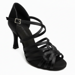 Load image into Gallery viewer, NORA Dreams Gold (L2576S) - Scarpa da Ballo da Donna in Raso Oro Flash cinturino incrociato alla Caviglia con Strass Boreali Tacco a Rocchetto
