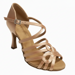 Load image into Gallery viewer, NORA Dreams Gold (L2576S) - Scarpa da Ballo da Donna in Raso Oro Flash cinturino incrociato alla Caviglia con Strass Boreali Tacco a Rocchetto
