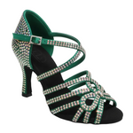 Load image into Gallery viewer, NORA Dreams Gold (L2576S) - Scarpa da Ballo da Donna in Raso Oro Flash cinturino incrociato alla Caviglia con Strass Boreali Tacco a Rocchetto
