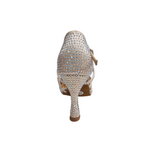 Carica immagine nella Galleria, NORA Dreams Gold ( L2576S ) - Scarpa da Ballo da Donna in Raso Oro Flash cinturino incrociato alla Caviglia con Strass Boreali Tacco a Rocchetto
