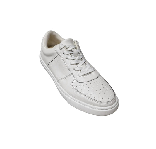 Sneaker bianca in ecopelle vegan Wish Dance Shop, suola in gomma e resina tecnica, dettagli con cerchi neri e design moderno