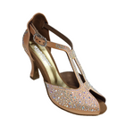 Load image into Gallery viewer, MIRIAM Temptation Plus (L6) - Scarpa Da Donna in Raso Seta Carne Flash Con Swarovski Boreali e Tacco a Rocchetto
