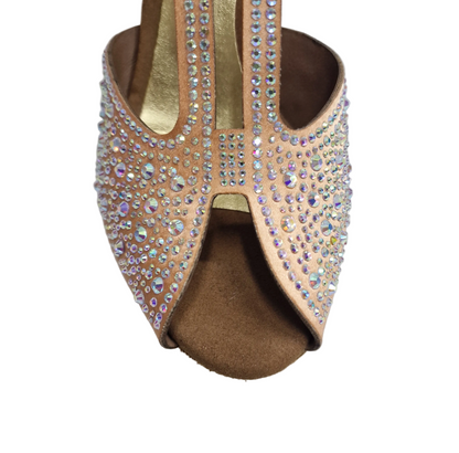 Scarpa da donna Miriam Temptation Plus Wish Dance Shop in raso seta carne con Swarovski Boreali e tacco a rocchetto