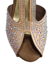 Load image into Gallery viewer, MIRIAM Temptation Plus (L6) - Scarpa Da Donna in Raso Seta Carne Flash Con Swarovski Boreali e Tacco a Rocchetto