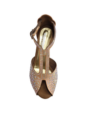 Load image into Gallery viewer, MIRIAM Temptation Plus (L6) - Scarpa Da Donna in Raso Seta Carne Flash Con Swarovski Boreali e Tacco a Rocchetto