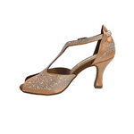 Load image into Gallery viewer, MIRIAM Temptation Plus (L6) - Scarpa Da Donna in Raso Seta Carne Flash Con Swarovski Boreali e Tacco a Rocchetto
