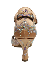 Load image into Gallery viewer, MIRIAM Temptation Plus (L6) - Scarpa Da Donna in Raso Seta Carne Flash Con Swarovski Boreali e Tacco a Rocchetto