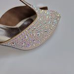 Load image into Gallery viewer, MIRIAM Temptation Plus (L6) - Scarpa Da Donna in Raso Seta Rosa Cipria con Swarovski Boreali e Tacco a Rocchetto
