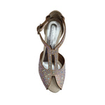 Load image into Gallery viewer, MIRIAM Temptation Plus (L6) - Scarpa Da Donna in Raso Seta Rosa Cipria con Swarovski Boreali e Tacco a Rocchetto
