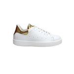 Load image into Gallery viewer, NIKOLAS (SK5) - SNEAKER IN PELLE BIANCA INSERTO TALLONE ORO SPECCHIO SUOLA MICROFIBRA LATTICE BIANCO INTERNI TRASPIRANTI

