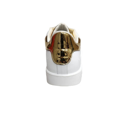 Scarpe sneaker in pelle bianca NIKOLAS SK5 con inserti oro, suola microfibra e interni traspiranti, stile moderno e confortevole