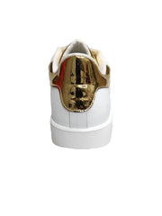 Load image into Gallery viewer, NIKOLAS (SK5) - SNEAKER IN PELLE BIANCA INSERTO TALLONE ORO SPECCHIO SUOLA MICROFIBRA LATTICE BIANCO INTERNI TRASPIRANTI
