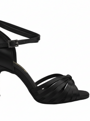 Carica immagine nella Galleria, Patrizia QB (ST2026/7) - Scarpa Basica da Donna con Nodino in Raso Bronzo Tan con 7 fascette e Cinturino doppio sulla caviglia con Tacco a Rocchetto