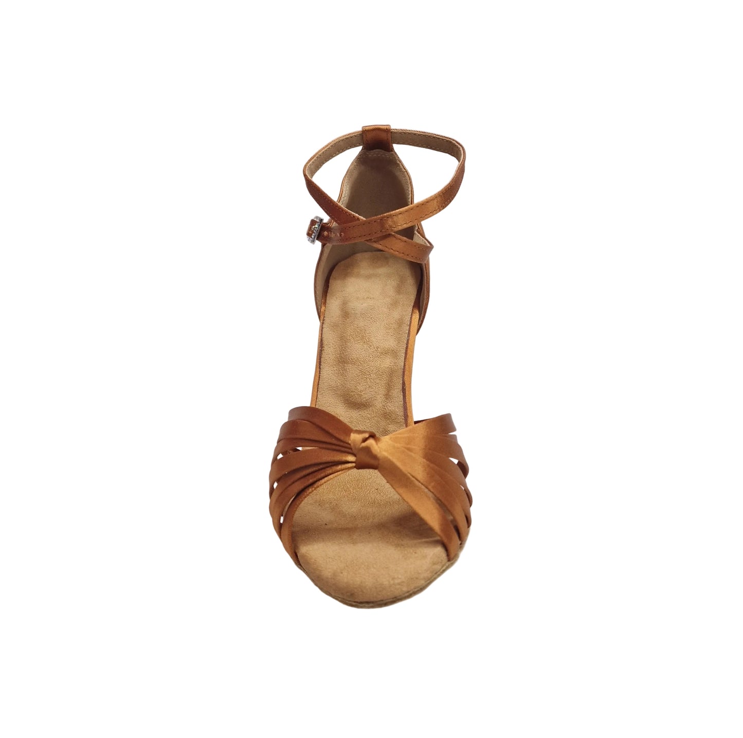 Scarpa donna Patrizia QB Wish Dance Shop con nodino in raso bronzo, sette fascette e cinturino doppio alla caviglia con tacco a rocchetto