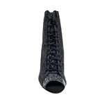 Carica immagine nella Galleria, ALEXIS Silver Black (Art. 132) - Mezzo Stivaletto con Zip in Sunseet Canna di Fucile Tacco a Stiletto Squadrato Sottile in Alluminio Laminato Grigio Canna di Fucile
