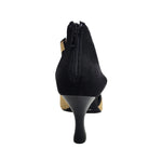 Carica immagine nella Galleria, Nina Gold Light (2308 L) - Sandalo da Donna in Camoscio Nero con Miniborchiette Oro Platino elastici Oro e Tacco a Rocchetto Alluminio Smaltato Nero
