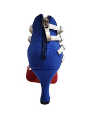Load image into Gallery viewer, Lussuria (779 CUBA) - Scarpa da Donna in Camoscio Rosso e Blu Pelle Bianca con Stella Bandiera Cubana con Tacco a Rocchetto
