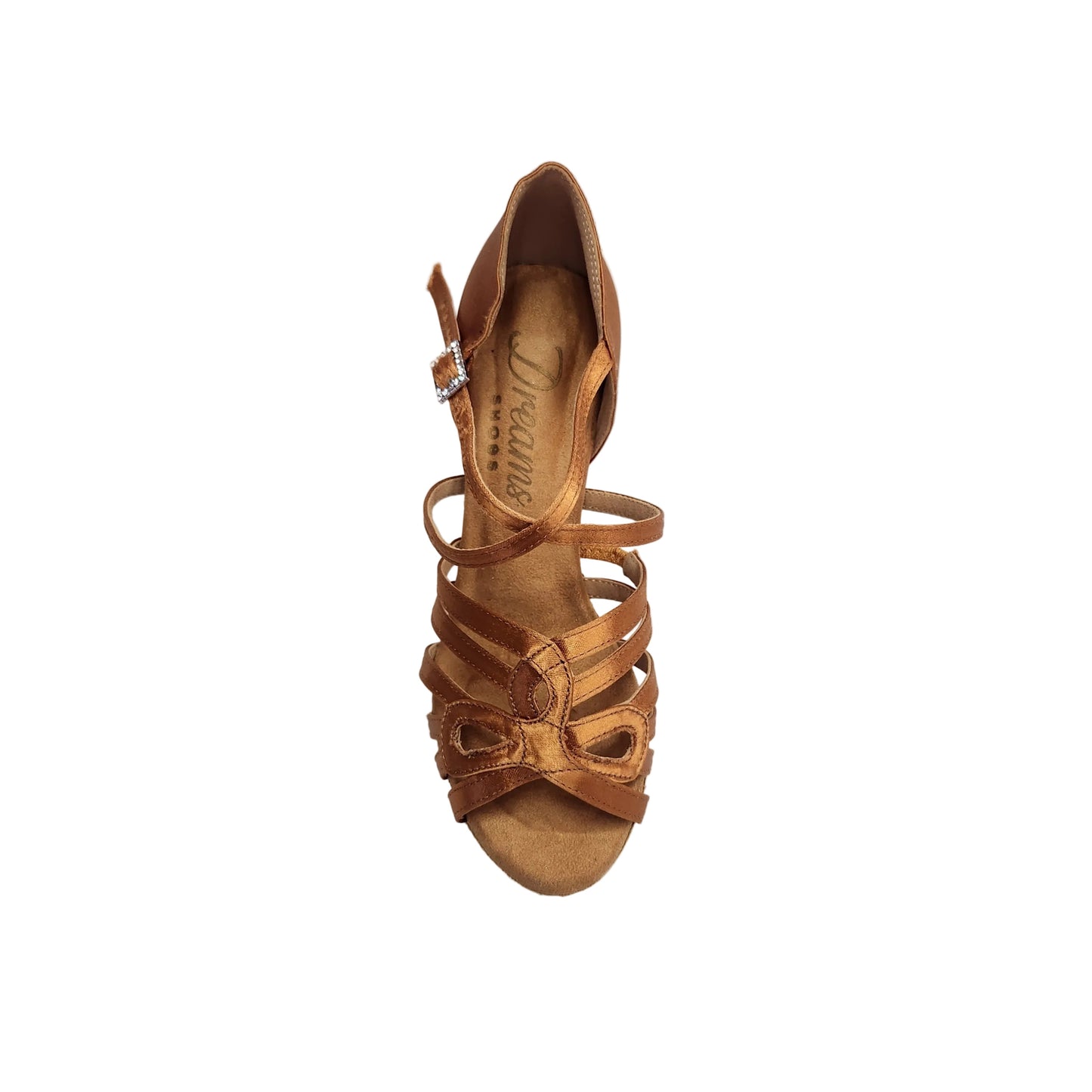 ROSY Dreams Bronzo SS (L2576SS) - Scarpa da Ballo da Donna in Raso Bronzo Tan cinturino incrociato al Collopiede Tacco a Rocchetto Basso