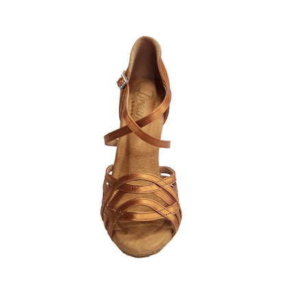 Onda QC Dreams SS Bronzo CE (BI-Flex) - Scarpa Da Donna in Raso Bronzo Tan con Cinturino incrociato sul collopiede e Fondo Extraflex Competition Tacco a Rocchetto