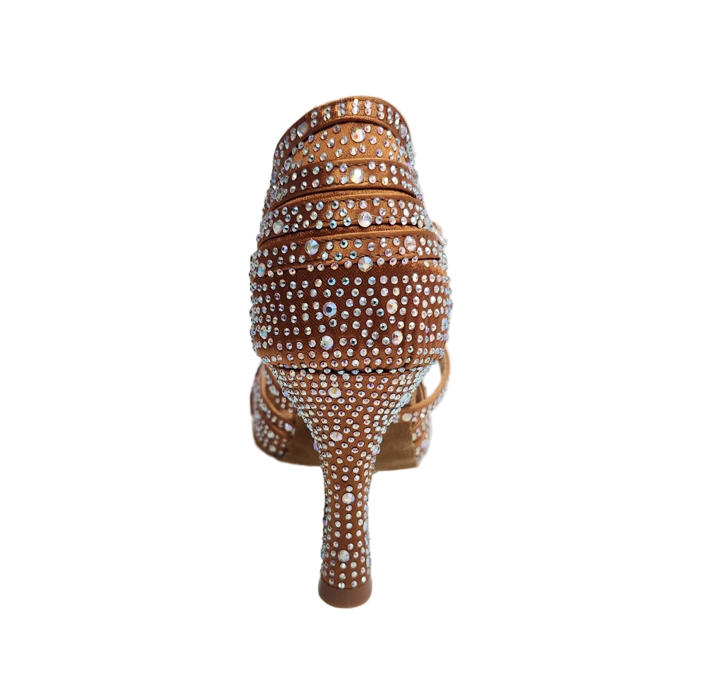Onda QC Dreams Maxplus CE (BI-Flex) - Scarpa Da Donna in Raso Bronzo con Strass Boreali Cinturino incrociato su collopiede e Fondo Extraflex Competition Tacco a Rocchetto