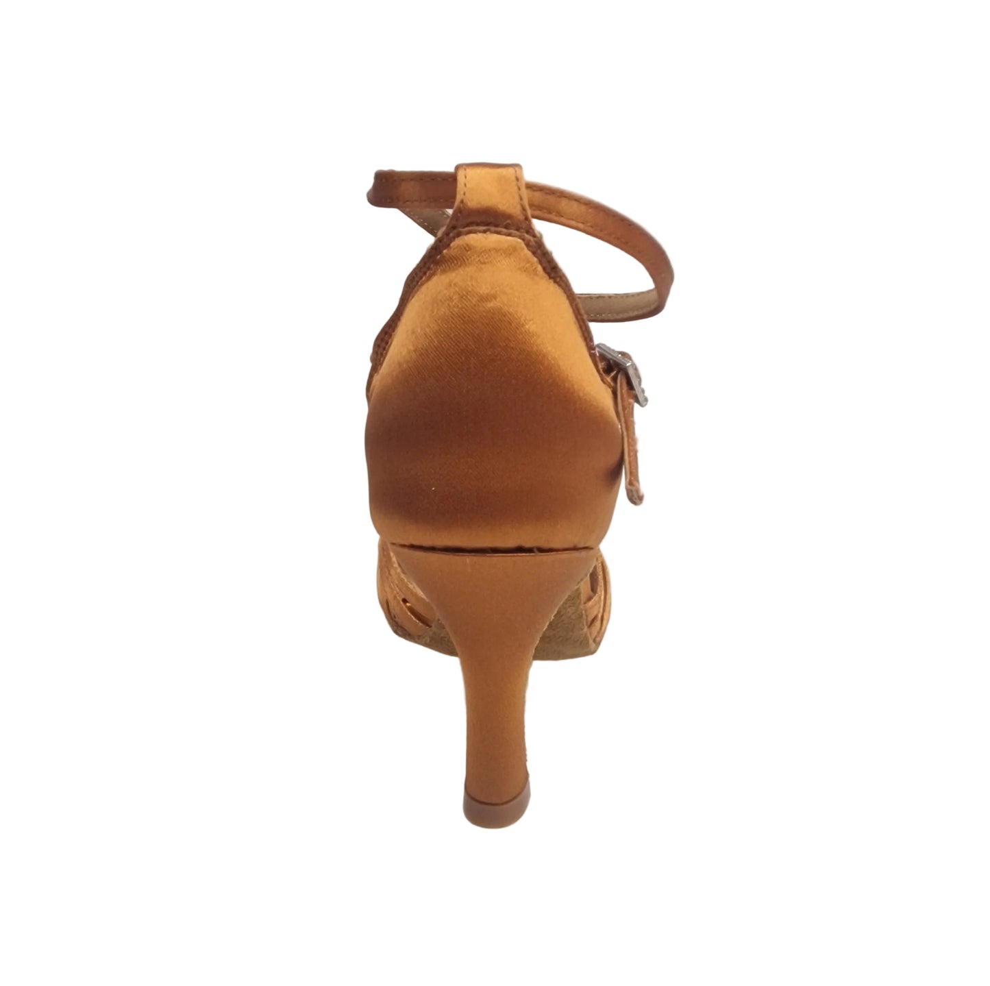 Patrizia QB (ST2026/7) - Scarpa Basica da Donna con Nodino in Raso Bronzo Tan con 7 fascette e Cinturino doppio sulla caviglia con Tacco a Rocchetto Basso
