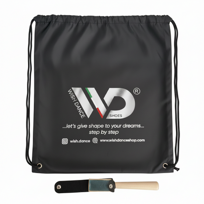 KIT BALLO (Accessori) Per Scarpe da Ballo DONNA e UOMO - Sacchetto Portascarpe + Spazzola Ravviva Bufalo, vista frontale