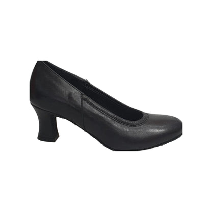 Scarpa décolleté da donna Outlet in pelle nera con dettaglio arricciato, modello 207V, vista frontale.