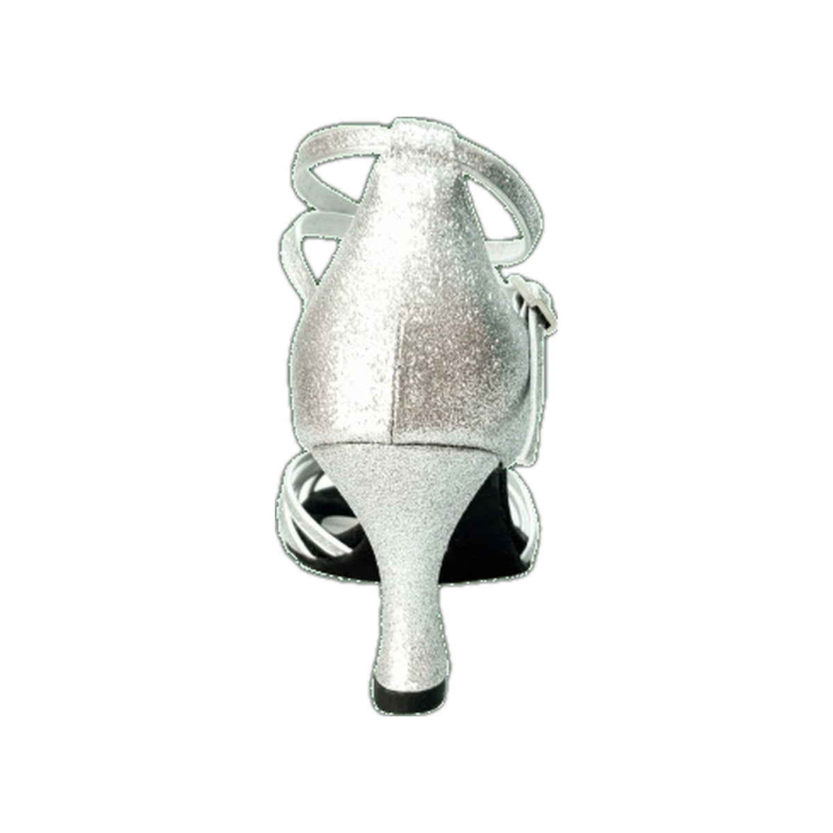 Scarpa da ballo Wishdance Pepa 210/6L con nodino in glitter argento e 6 fascette, adatta a danzatrici femminili.