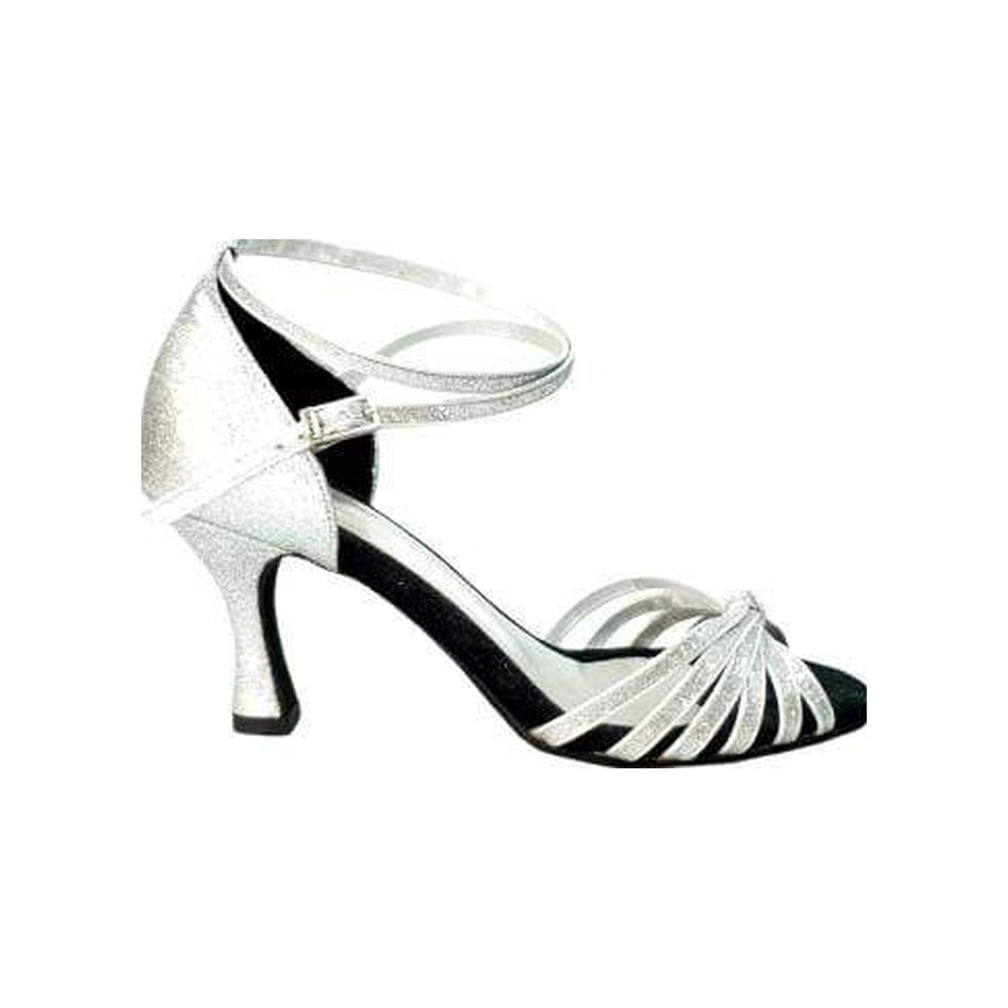Scarpa da ballo Wishdance Pepa 210/6L con glitter argento, nodino e sei fascette, ideata per danza e performance.