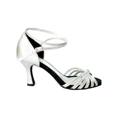 Scarpa da ballo Wishdance Pepa 210/6L con glitter argento, nodino e sei fascette, ideata per danza e performance.