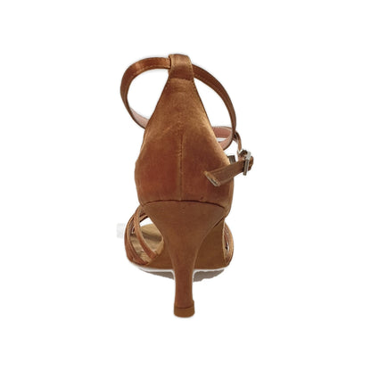 Scarpa con nodino in raso bronzo, modello 28QB V, con dettagli eleganti e finitura lucida, perfetta per occasioni speciali.