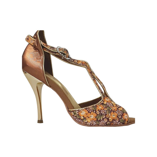 Sandalo donna Fascino in strass con fiore beige, elegante scarpa Outlet con dettagli brillanti e design raffinato.