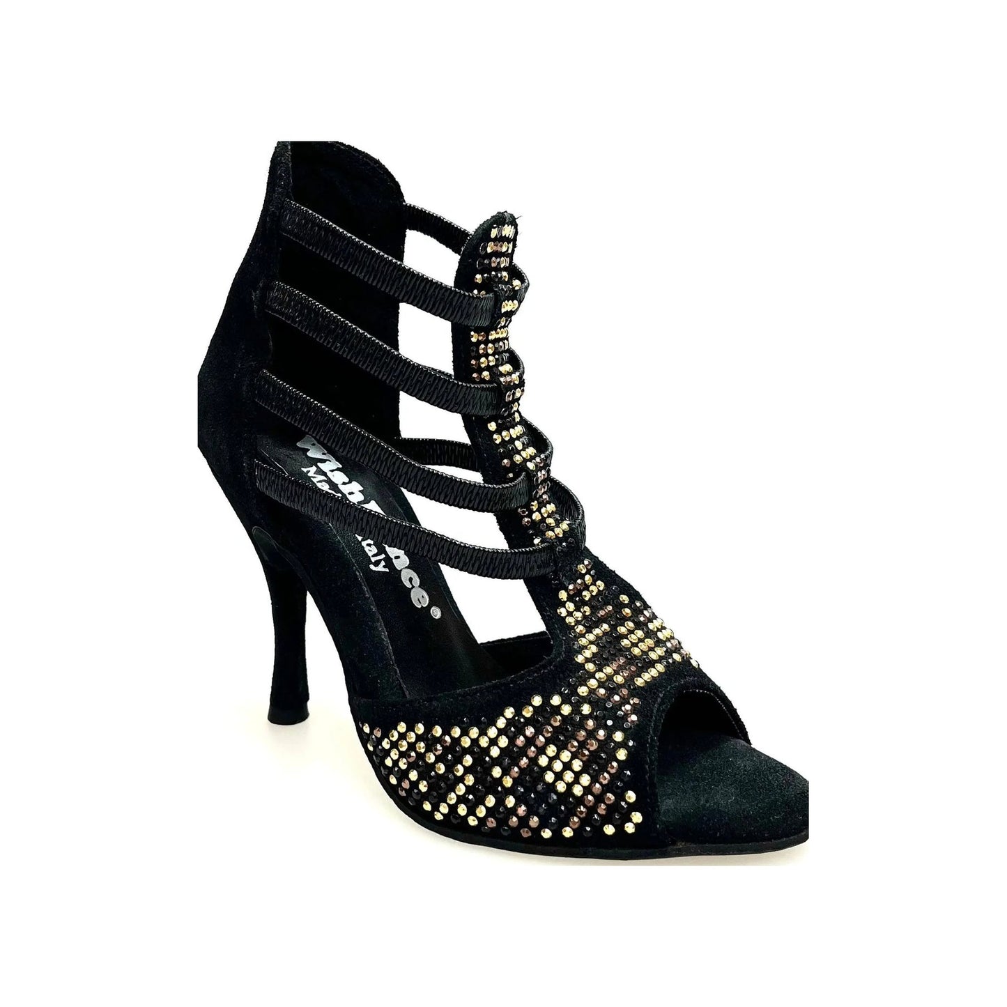 Sandalo da Donna in Camoscio Nero Carola Leopard Wish Dance, vista laterale