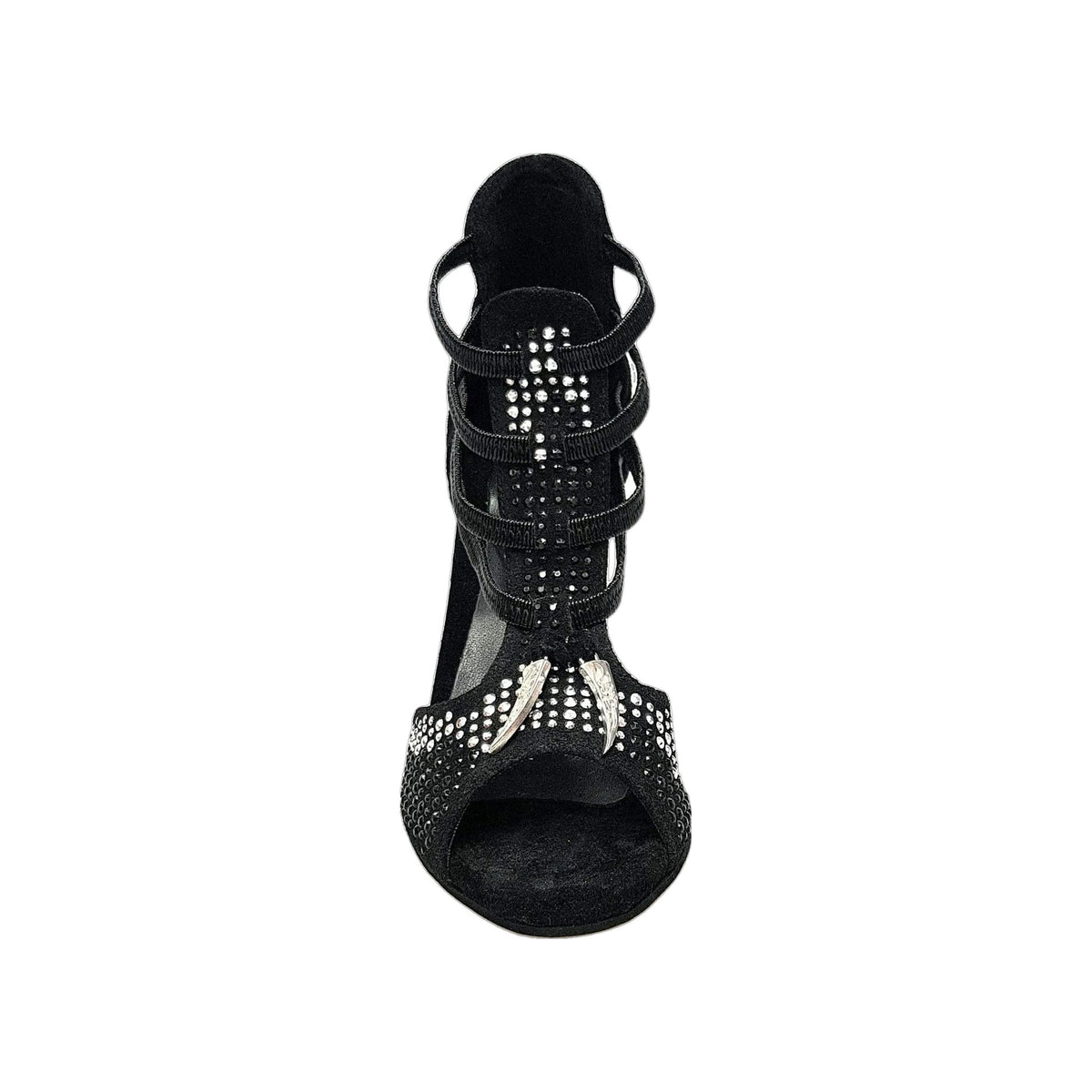 Sandalo da Donna in Camoscio Nero Lioness Black Silver Wish Dance, vista tre quarti