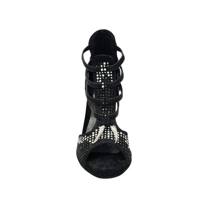 Sandalo da Donna in Camoscio Nero Lioness Black Silver Wish Dance, vista tre quarti
