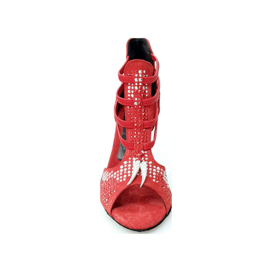 Sandalo da Donna in Camoscio Rosso Lioness Red Silver Wish Dance, vista laterale