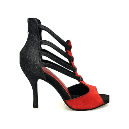 Sandalo da Donna in Camoscio Rosso Lilith Zip Wish Dance, nero, vista laterale
