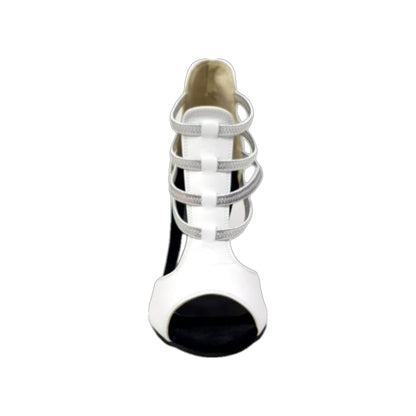 Sandalo da Donna in Pelle Bianca MILITE Silver Wish Dance, argento, dettaglio tacco