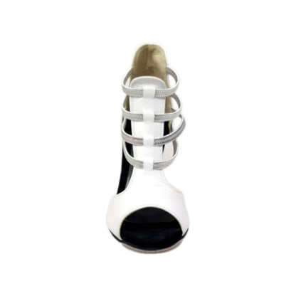 Sandalo da Donna in Pelle Bianca MILITE Silver Wish Dance, argento, dettaglio tacco