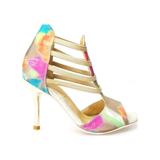 Sandalo da Donna in Tessuto Picasso Verde Iris Fantasy Green Gold Wish Dance, oro, vista laterale