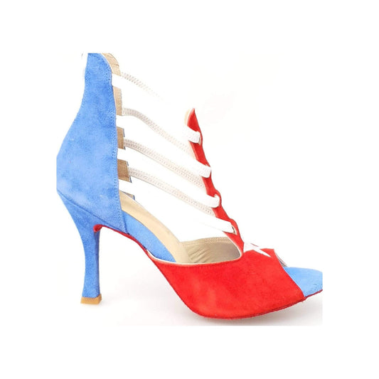 Sandalo da Donna in Camoscio Rosso e Blu Lilith Zip Wish Dance, vista laterale