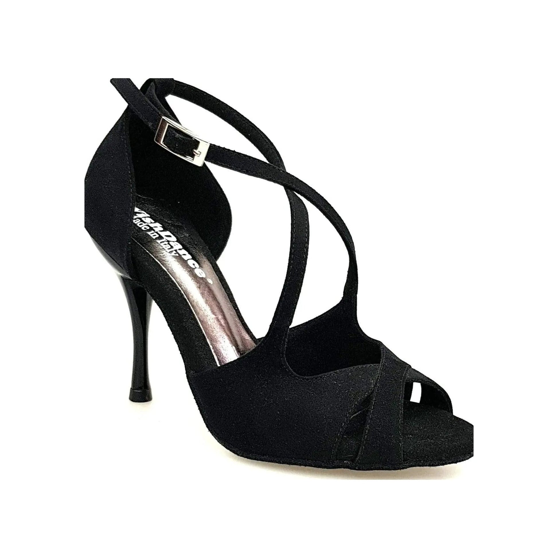 Sandalo da donna in Morbido Camoscio Nero Athena Wish Dance, vista laterale