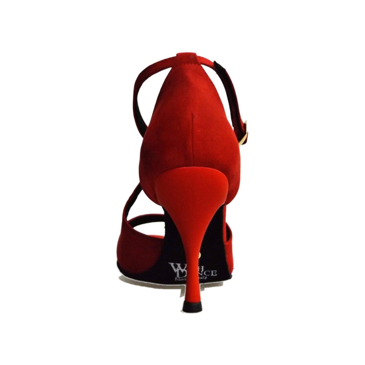 Sandalo donna Athena (486) in morbido camoscio rosso con tacco slim, scarpa elegante da donna di Wish Dance Shop