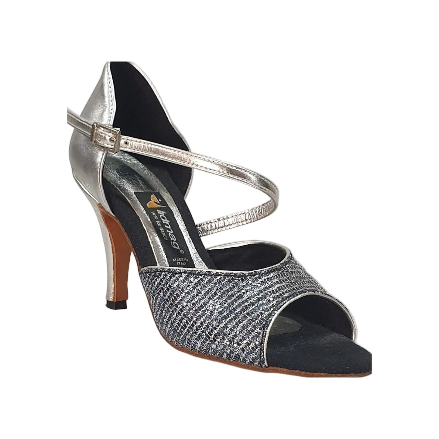 Scarpa blu 605 Trend Outlet, dettaglio della tomaia in tessuto e suola resistente, vista frontale.