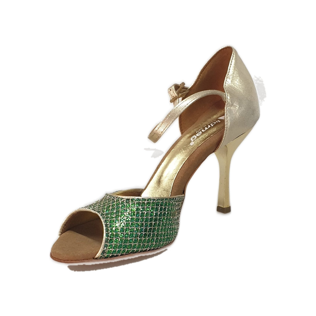Scarpa verde 605 Trend Outlet, vista frontale con dettagli in tessuto e suola in gomma, stile casual e confortevole.